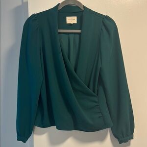 Sezane Green Wrap Blouse